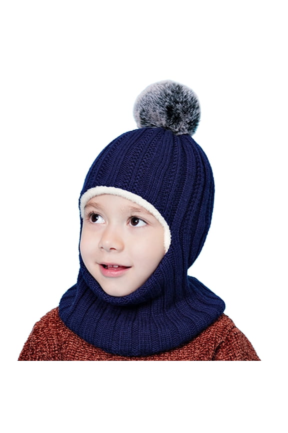 Baby Winter Hat Scarf Toddler Beaniess Hats Girl Boy With Neck Warmer Pompom Beaniess For Kids Knit Warm Earflap Hood Skullss Caps Lids Hats