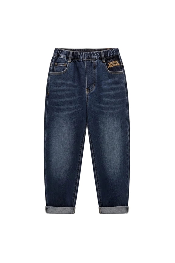 Boys Cargo Jeans Size 8 High Waisted Pull-On Wide Leg Jeans Slim Fit Straight Leg Streetwear Trousers Back To School Clothes for Boys