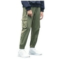 thumbnail image 1 of Boys Cargo Jogger Pants Parachute Pants Multi Pockets Lightweight Cotton Teens Trousers Weekend 7-14 Years, 1 of 9