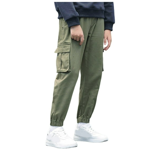 Boys Cargo Jogger Pants Parachute Pants Multi Pockets Lightweight Cotton Teens Trousers Weekend 7-14 Years