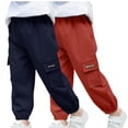 thumbnail image 1 of Boys Cargo Joggers Pants 2 Pack Elastic Waist Jogging Hiking Trousers Kids School Uniform Sweatpants 2-3T, 1 of 7