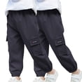 thumbnail image 1 of Boys Cargo Joggers Pants 2 Pack Elastic Waist Jogging Hiking Trousers Kids School Uniform Sweatpants 2-3T, 1 of 7