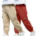 thumbnail image 1 of Boys Cargo Joggers Pants 2 Pack Elastic Waist Jogging Hiking Trousers Kids School Uniform Sweatpants 6-7T, 1 of 7