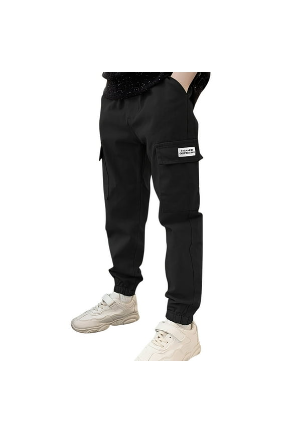 Boys Cargo Joggers Pants Boys Black Pants Pull-on Pants Boys Sports Pants Kids Pants Boys 11-12 Years