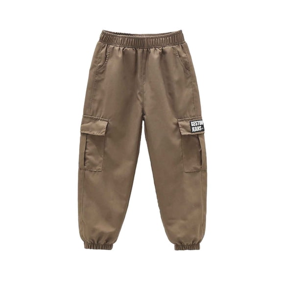 Boys Cargo Joggers Pants Elastic Waist Casual Jogging Trousers Bottom for Kids 4-10 Years,Kids' Cargo Pants Fashion Hip Hop Elastico Close Pants With Pockets Loose Trousers