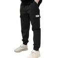 thumbnail image 1 of Boys Cargo Joggers Pants Elastic Waist Casual Jogging Trousers Bottom for Kids 6-16 Years, 1 of 6
