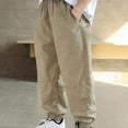 thumbnail image 1 of Boys Cargo Joggers Pants Elastic Waist Casual Jogging Trousers Bottom for Kids Khaki 10 Years, 1 of 7