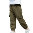 thumbnail image 1 of Boys Cargo Joggers Pants Elastic Waist Jogging Youth Hiking Trousers Kids School Uniform Sweatpants 8-9T, 1 of 7