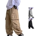 thumbnail image 1 of Boys Cargo Joggers Pants Elastic Waist Loose Fit Khaki Casual Jogging Trousers Bottom for Kids Fall 15-16 Years, 1 of 4