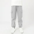 thumbnail image 1 of Boys Cargo Joggers Pants with Pocket Elastic Waist Sweatpants Children Sports Pants Boys Quick Drying Pants Children Thin Pants Wearing Lantern Pants Gray 12 Years, 1 of 6