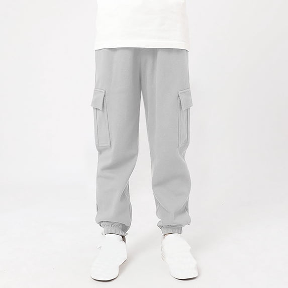 Boys Cargo Joggers Pants with Pocket Elastic Waist Sweatpants Children Sports Pants Boys Quick Drying Pants Children Thin Pants Wearing Lantern Pants Gray 12 Years