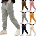 thumbnail image 1 of Boys Cargo Pants 13-14Y Size Casual Tapered Joggers Big Youth Solid Color Loose Comfortable School Wear Kids Pant Orange, 1 of 7