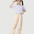 thumbnail image 1 of Unisex Child Cargo Parachute Pant Boys Beige Pants Elastic Waist School Kids Hiking Gear Pants for Boys 6-7 Years, 1 of 3