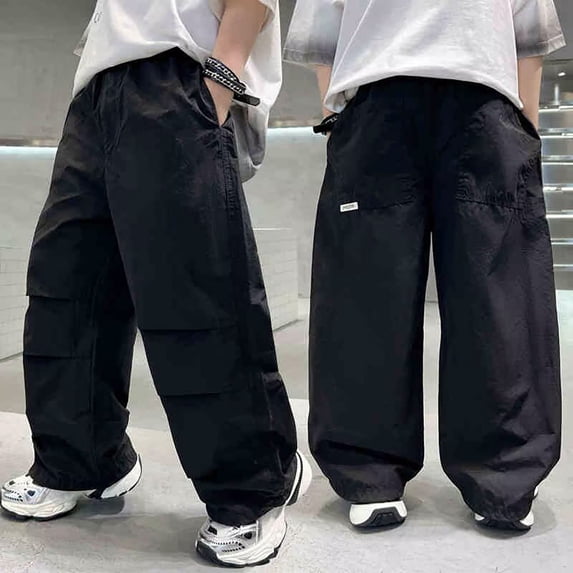 Boys Cargo Pants Black Sweatpants Women Casual Straight Leg Outdoor Lightweight Uniform Pants Spring Fall Leggings 6-7 Years