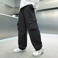 thumbnail image 1 of Boys Cargo Pants Boys Elastic Waist Pants Wide Leg Baggy Pants Boys Casual Pants School Pants Boys Size 8-9 Years Pants, 1 of 6