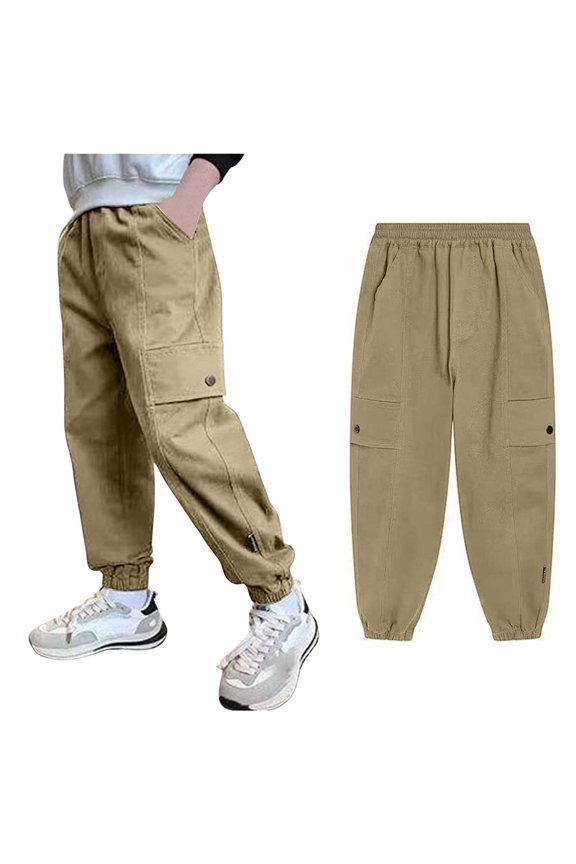 Boys Cargo Pants Elastic Waist Jogger Pants for Boys Loose Cargo Pants Clothes for Kids Boys 4-5 Years