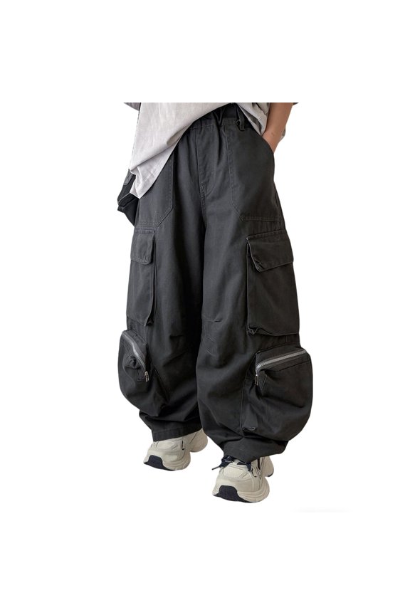 Boys Cargo Pants Fall Casual Wear Joggers With Pockets Outdoor Play Trousers Clothes