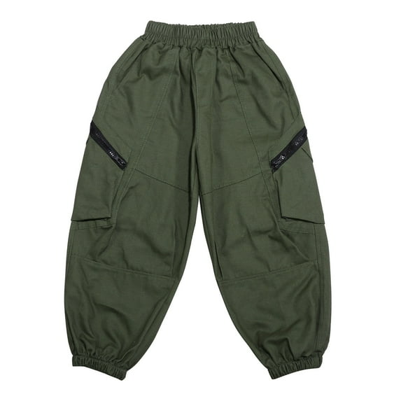 Boys Cargo Pants Kids Joggers Youth Hiking Pants Elastic Waist Cotton Solid Color Jogging Sweatpants Pants,Z2-Green,160(12-13 Years)