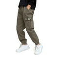 thumbnail image 1 of Boys Cargo Pants Kids Toddler Boys Summer Solid Cargo Pants Elast Waist Hop Pants with Pockets Kids Sweatpants Army Green 8 Years-9 Years, 1 of 5