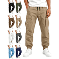 thumbnail image 1 of Boys' Cargo Pants Lightweight Elastic Drawstring Waist Jogger with Multi Pockets Tapered Cuffed Casual Outdoor Trousers for Daily Wear, 1 of 8