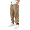 thumbnail image 1 of Boys Cargo Pants Pull On Elastic Waist Straight Leg Chino Uniform Pants, 1 of 6