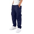 thumbnail image 1 of Boys Cargo Pants Pull On Elastic Waist Straight Leg Chino Uniform Pants, 1 of 6