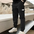 thumbnail image 1 of Boys Cargo Pants Size 10-12 Elastic Waist Casual Jogging Trousers Bottom with Pockets Solid Color Lightweight Athletic Joggers Workout Workout Comfy Cargo Pants for Kids My Orders Black 13 Years, 1 of 3