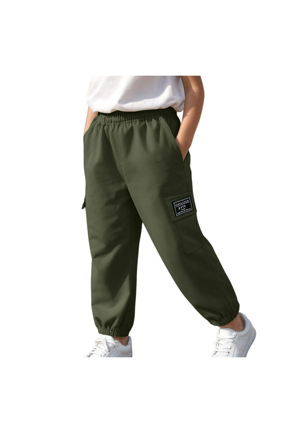 Boys Cargo Pants Size 14-16 Track Pants Boys Cargo Joggers Pants Elastic Waist Casual Jogging Trousers Bottom for Kids