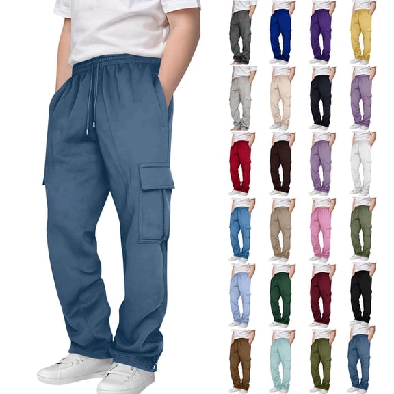 Boys Cargo Pants Size 3 Years, Sweatpants for Boys And Childrens Casual Sports Sweatpants Trendy Drawstring Jogger Pants Sweatpants Lightweight for 3-13Years, Sweatpants Under $10