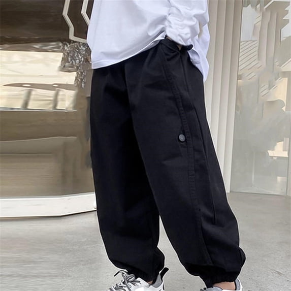 Boys Cargo Pants Size 6-7 Casual Elastic High Waist Drawstring Sweat Pants Teens Girls Baggy Sweatpants Active Workout Joggers with Pockets 2025 Straight Athletic Gym Pants School Uniform Trousers