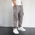 thumbnail image 1 of Boys Cargo Pants Solid Color Trousers with Straight Front Pockets Everyday Play Casual Toddler Kids Casual Pants Size 11-12Y, 1 of 8
