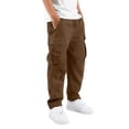 thumbnail image 1 of Boys Cargo Pants Stretch Elastic Waist School Kids Twill Joggers, 1 of 4
