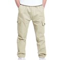 thumbnail image 1 of Boys Cargo Pants with Elastic Waist - Big Kids 5-12 Year, 4 Pockets Casual Pants for Outdoor Play, 1 of 7