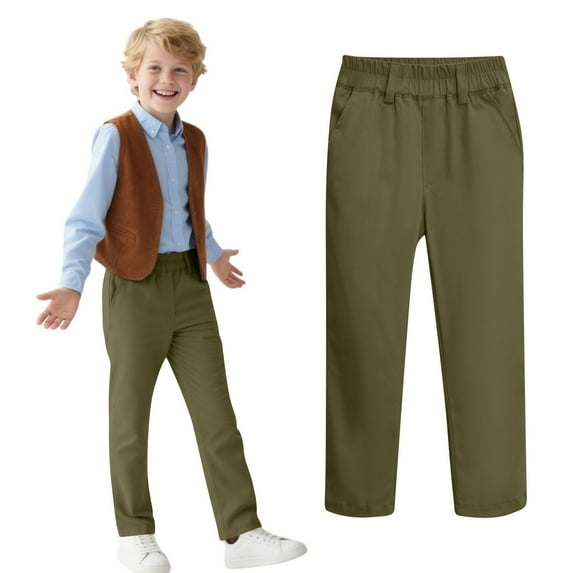 Boys Cargo Pants with Elastic Waistband Kids Joggers Sportswear Twill Multi-Pocket Casual Trousers for School Outdoor Activities 4-13 Years Big Boys