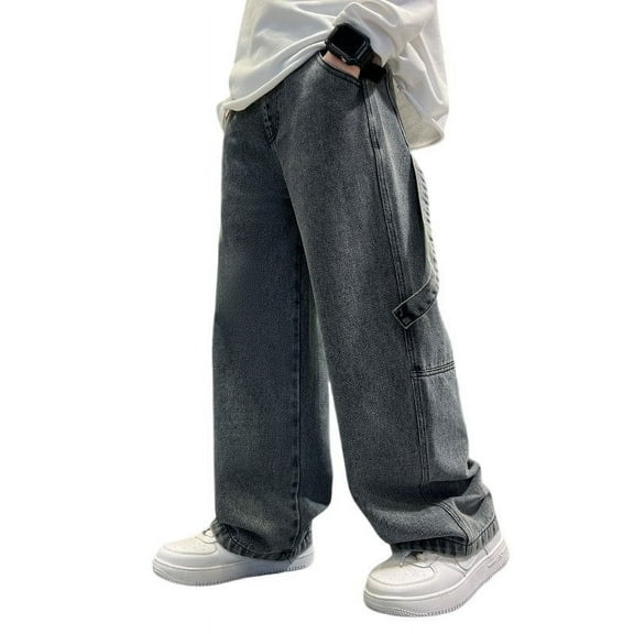 Boys Cargo Pants with Full Elastic Waistband, Regular Fit Casual Trousers, Lightweight Pull-On Everyday Wear