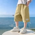 thumbnail image 1 of Boys Cargo Shorts 3/4 Joggers Capri Pants Athletic Shorts for Boys School Uniform Cargo Pants Sweatpants Yellow 12-13 Years, 1 of 6
