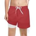 thumbnail image 1 of Boys Cargo Shorts Kids Fashion Solid Swim Trunks With Compression Liner Stretch Swim Shorts Baby Boy Pants Red 5 Years-6 Years, 1 of 3
