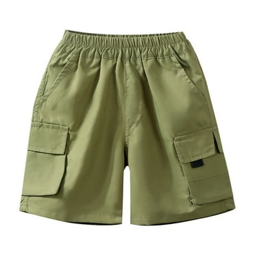 Boys Cargo Shorts Outdoor Solid Color Hiking Shorts Stretch Shorts Lightweight Athletic Short with Pockets,Z3-Green,9-10 Years