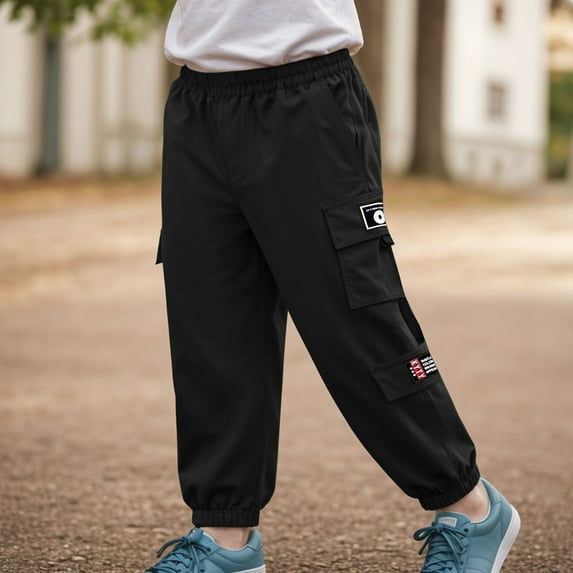 Boys Cargo Shorts Size 10-12 Boys Cargo Pants Teens Casual Baggy Athletic Jogger Trousers Kids School Uniform Y2K Sweatpant with Pockets