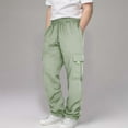 thumbnail image 1 of Boys Cargo Shorts Size 14-16 Girls Cargo Parachute Pants Y2K Kids Pants with Pockets Trendy Jogger Trousers 5-14 Years Girls Wide Leg Pants Winter, 1 of 7