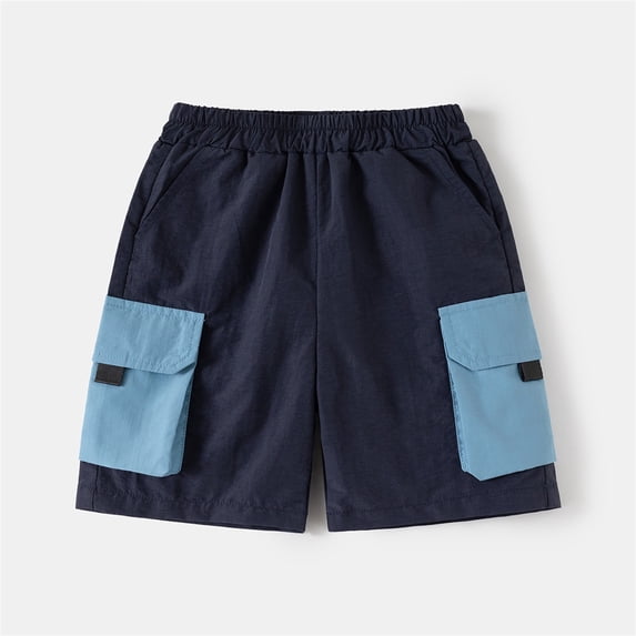 Boys Cargo Shorts Summer Casual Outdoor Toddler Kids Lightweight Breathable Play Wear Little Children Elastic Waist PocketNavy4-5 Years