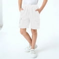 thumbnail image 1 of Boys Cargo Shorts Tween Children Athletic Hiking Summer Running Short Pants with Pockets White 11-12Y, 1 of 7