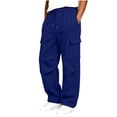 thumbnail image 1 of Boys Cargo Sweatpants Elastic Waist Casual Drawstring Baggy Multiple Pockets Kids Wide Leg Pants Blue 5T, 1 of 6