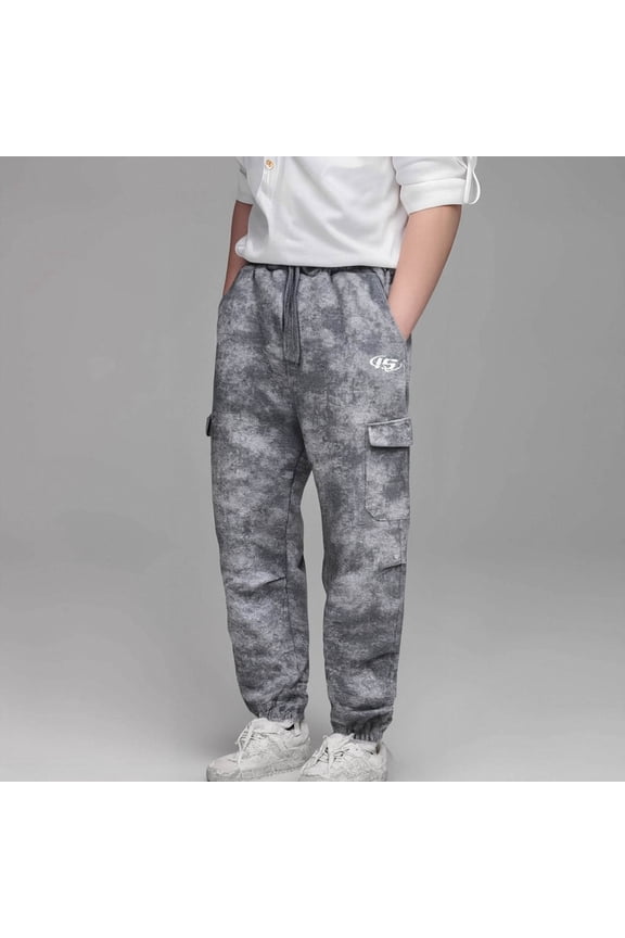 Boys Cargo Sweatpants Straight Leg Fit Wide Leg Skater Pants Boys Casual Pants for Boys Teens Summer Clothes (Grey,12-13Years)