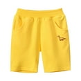 thumbnail image 1 of Boys Cartoon Embroidered Shorts, Elastic Waist, Cotton Blend, Side Pockets, Lightweight and Casual, Summer Vacation Beach Play Shorts for Toddler Boys Yellow 110, 1 of 3