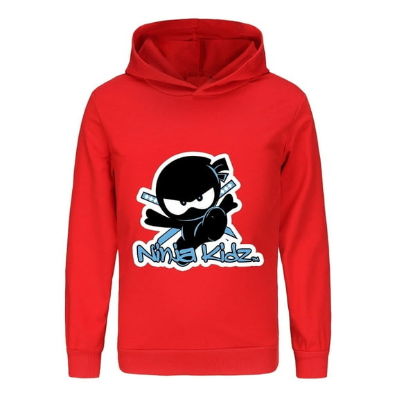 Boys Cartoon Ninja Kidz Hoodie – Kids Long Sleeve Pullover with Bold Graphic for Martial Arts Fans