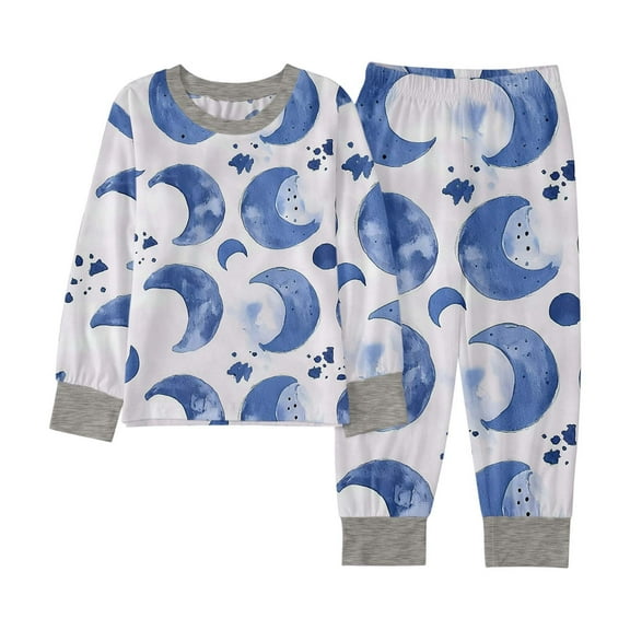 Boys Cartoon Print Long Sleeve Pajama Set Two Piece Outfit with Soft Jacket for Autumn and Indoor Comfort