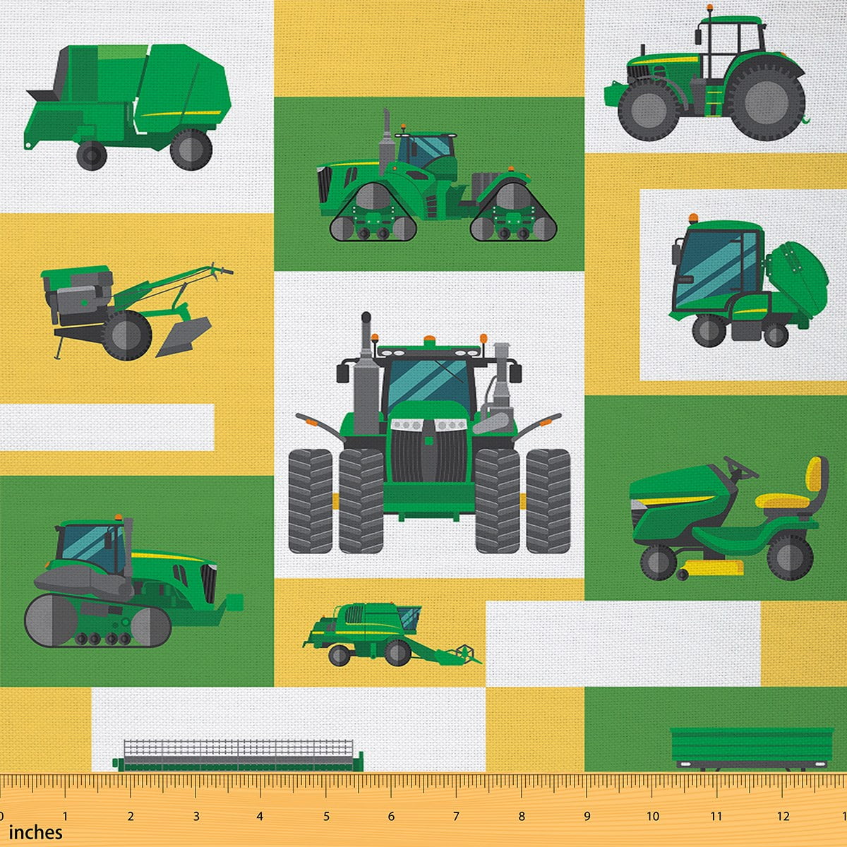 Boys Cartoon Truck Car Fabric By The Yard, Construction Vehicles