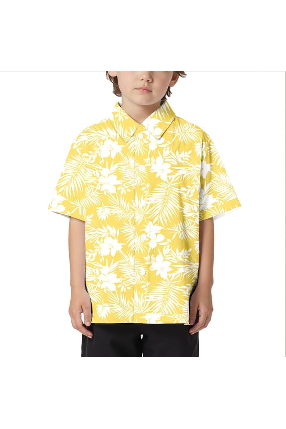 Boys Casual Beach Shirt Loose Fit Comfortable Open Collar Short Sleeve Button Down Top for Children Oversized T-shirts Basic Cute Tees Crewneck Casual Tops