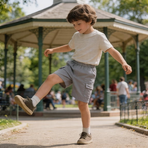 Boys Casual Cargo Shorts Kids Summer Casual Athletic Elastic High Waist Grey Hiking Shorts with Pocket for 3T